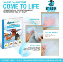 3Dmate Starter - Transparent 3D Pen Mat 9 x 7 Inches with Compatible Stencils Book - Flexible Two-Sided Heat-Resistant Silicone - 3D Pen Accessories - Templates for Kids, Adults